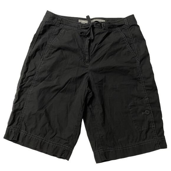 J.JILL Women’s Genuine Fit at Waist Bermuda Shorts Black w/ drawstring sz 8 - Picture 1 of 12